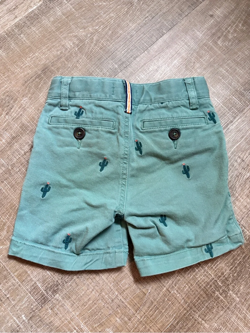 Mini Boden Boys Cactus Print Chino Shorts Teal Green Size 3T Preppy Summer 3 Yrs